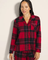 WRAPPED UP PLAID RED - Super Soft Long-Sleeve Notch Collar Pajama Top | Soma