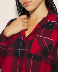 WRAPPED UP PLAID RED - Super Soft Long-Sleeve Notch Collar Pajama Top | Soma