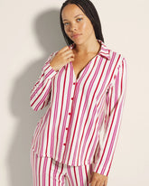 SMART STRIPE CHAMPAGNE - Long-Sleeve Notch Collar Pajama Top | Soma