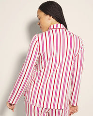 SMART STRIPE CHAMPAGNE - Long-Sleeve Notch Collar Pajama Top | Soma