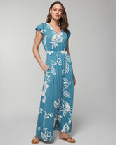 GARDEN TAPESTRY G BLUE - Flutter Sleeve Maxi Bra Dress | Soma