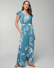 GARDEN TAPESTRY G BLUE - Flutter Sleeve Maxi Bra Dress | Soma