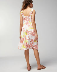ENCHANTED PALMS KEY LIME - Smocked Flutter Sleeve Mini Bra Dress | Soma