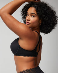 BLACK - Push-Up Plunge Bra with Lace | Soma