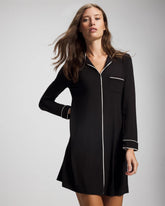 BLACK - Piped Long-Sleeve Sleepshirt | Soma
