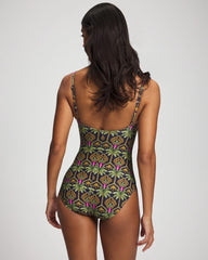 PALMY PATTERNS NAVY - Twist-Front Keyhole One Piece | Soma
