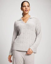 HEATHER STONE - Premier Knit Cable Knit Collared Sweater | Soma