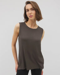 DARK GRAY OLIVE - Rib Knit Sleeveless Top | Soma