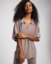 HEATHER FAWN - Premier Knit Sweater Collared Top | Soma