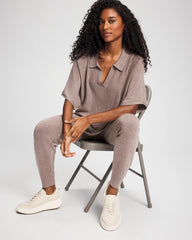 HEATHER FAWN - Premier Knit Sweater Collared Top | Soma