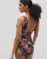 LE TIGRE TROPICAL NAVY - Soma Swim V-Neck One-Piece | Soma