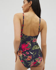 LE TIGRE TROPICAL NAVY - Soma Swim Twist-Front Keyhole One-Piece | Soma