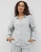 BLUE HEAVEN STRIPE - Beach Cotton Long Sleeve Button-Up | Soma