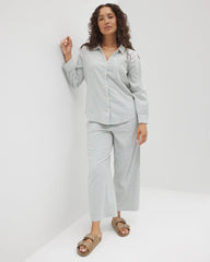 BLUE HEAVEN STRIPE - Beach Cotton Long Sleeve Button-Up | Soma