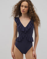DARK NAVY - Beyond Control Solid Essentials Ruffle One-Piece | Soma