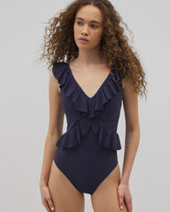DARK NAVY - Beyond Control Solid Essentials Ruffle One-Piece | Soma