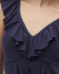 DARK NAVY - Beyond Control Solid Essentials Ruffle One-Piece | Soma