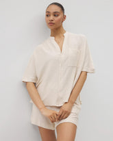 PARCHMENT - Crinkle Knit Relaxed Button-Up Top | Soma