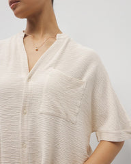 PARCHMENT - Crinkle Knit Relaxed Button-Up Top | Soma