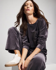 GRAY INK - Velour Straight Leg Pants | Soma