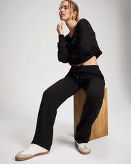 BLACK - Ultrasoft Fleece Straight Leg Pant | Soma