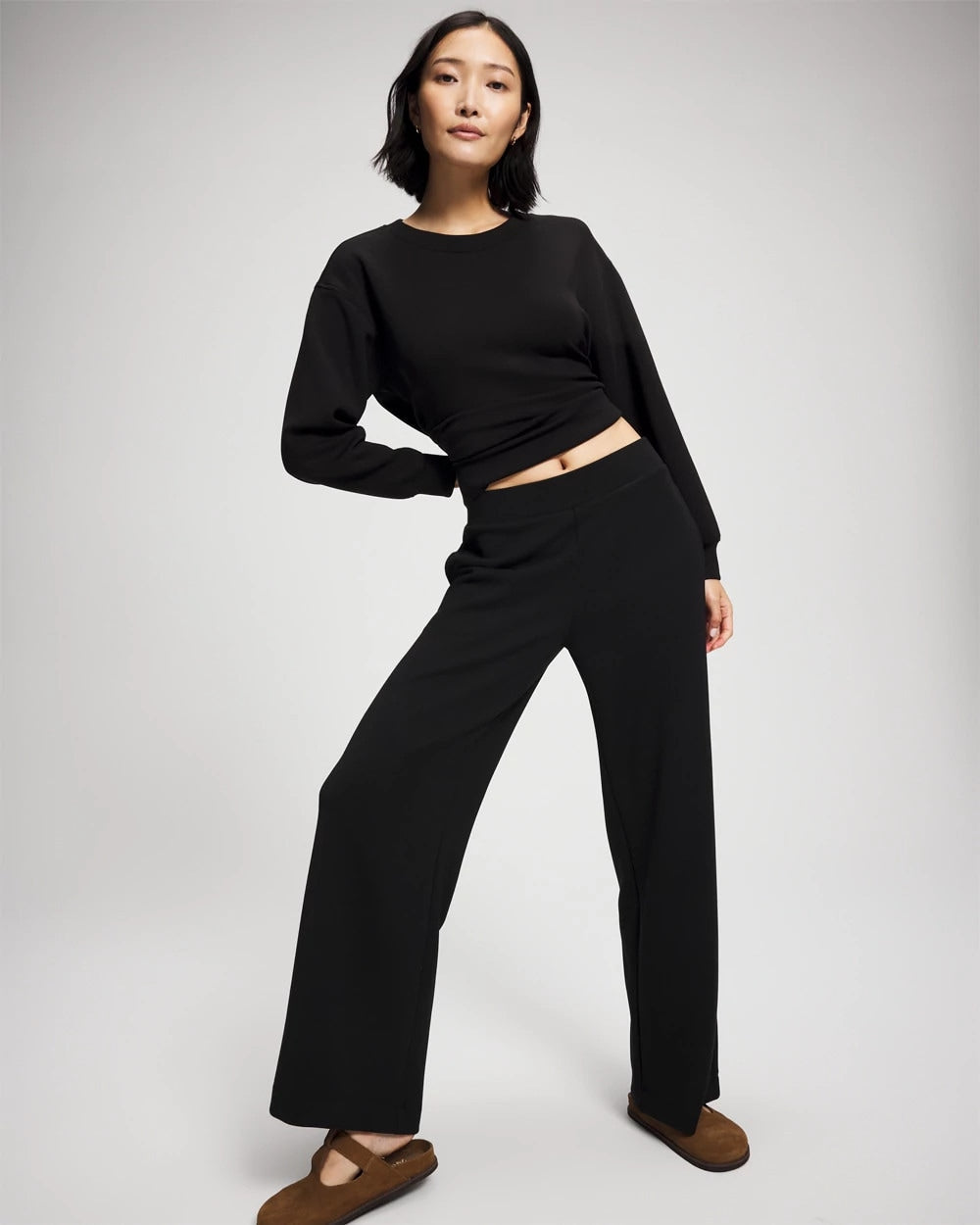 BLACK - Modern Modal Straight Leg Pant | Soma