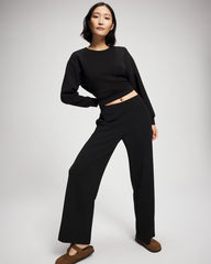 BLACK - Modern Modal Straight Leg Pant | Soma