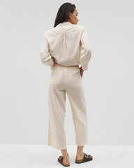 PALE SAND STRIPE - Beach Cotton Crop Pant | Soma