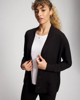 BLACK - Ultrasoft Fleece Relaxed Button Up Cardigan | Soma