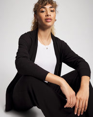 BLACK - Ultrasoft Fleece Relaxed Button Up Cardigan | Soma