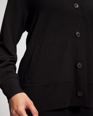 BLACK - Ultrasoft Fleece Relaxed Button Up Cardigan | Soma