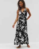 PLUMERIA DREAM G BLACK - Isla Cross Back Maxi Bra Dress | Soma