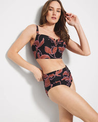STAMPED TROPICS M BK BRN - V-Wire Cropped Bikini Top | Soma