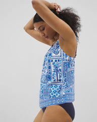 WHITE MULTI - Beyond Control Sea Life High-Neck Tankini Top | Soma