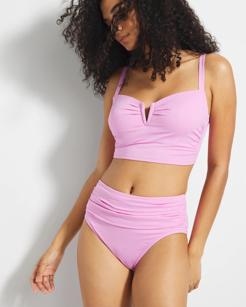 META MAUVE - Ruched High-Waist Bikini Bottom | Soma