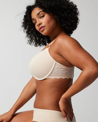 PALE SAND - Push-Up Plunge Bra with Lace | Soma