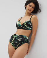 TROPICAL TWIST BLACK - Ruched High-Waist Bikini Bottom | Soma