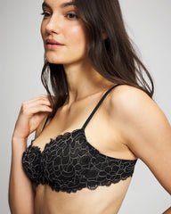 BLACK/IVORY CD - Soma Balconette Unlined Bra with Lace | Soma