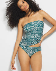 AMAZONIA TILE M DEEP TEAL - Ruched Side Bikini Bottom | Soma