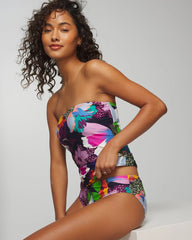 PAINTED IN PARADISE NAVY - Ruched Bikini Bottoms | Soma