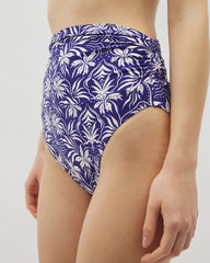 TROPIC TILES TRUE BLUE - Ruched High-Waist Bikini Bottom | Soma