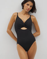BLACK - Twist-Front Keyhole One-Piece | Soma