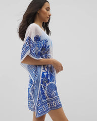 WHITE MULTI - Beyond Control Sea Life Chiffon Caftan | Soma