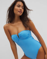 LAVOIR BLEU - La Cote Dazure Bandeau Macrame One-Piece Suit | Soma