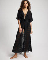 BLACK - Sunkissed Crochet Open-Front Caftan | Soma