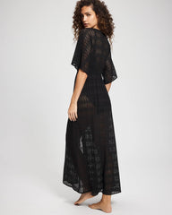 BLACK - Sunkissed Crochet Open-Front Caftan | Soma