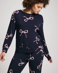 BELOVED BOWS GRAND NAVY - Long-Sleeve Pajama Top | Soma