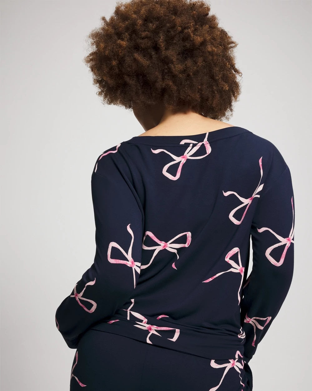 BELOVED BOWS GRAND NAVY - Long-Sleeve Pajama Top | Soma