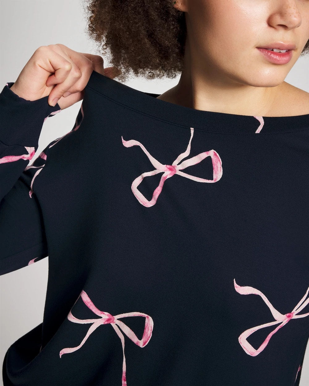 BELOVED BOWS GRAND NAVY - Long-Sleeve Pajama Top | Soma