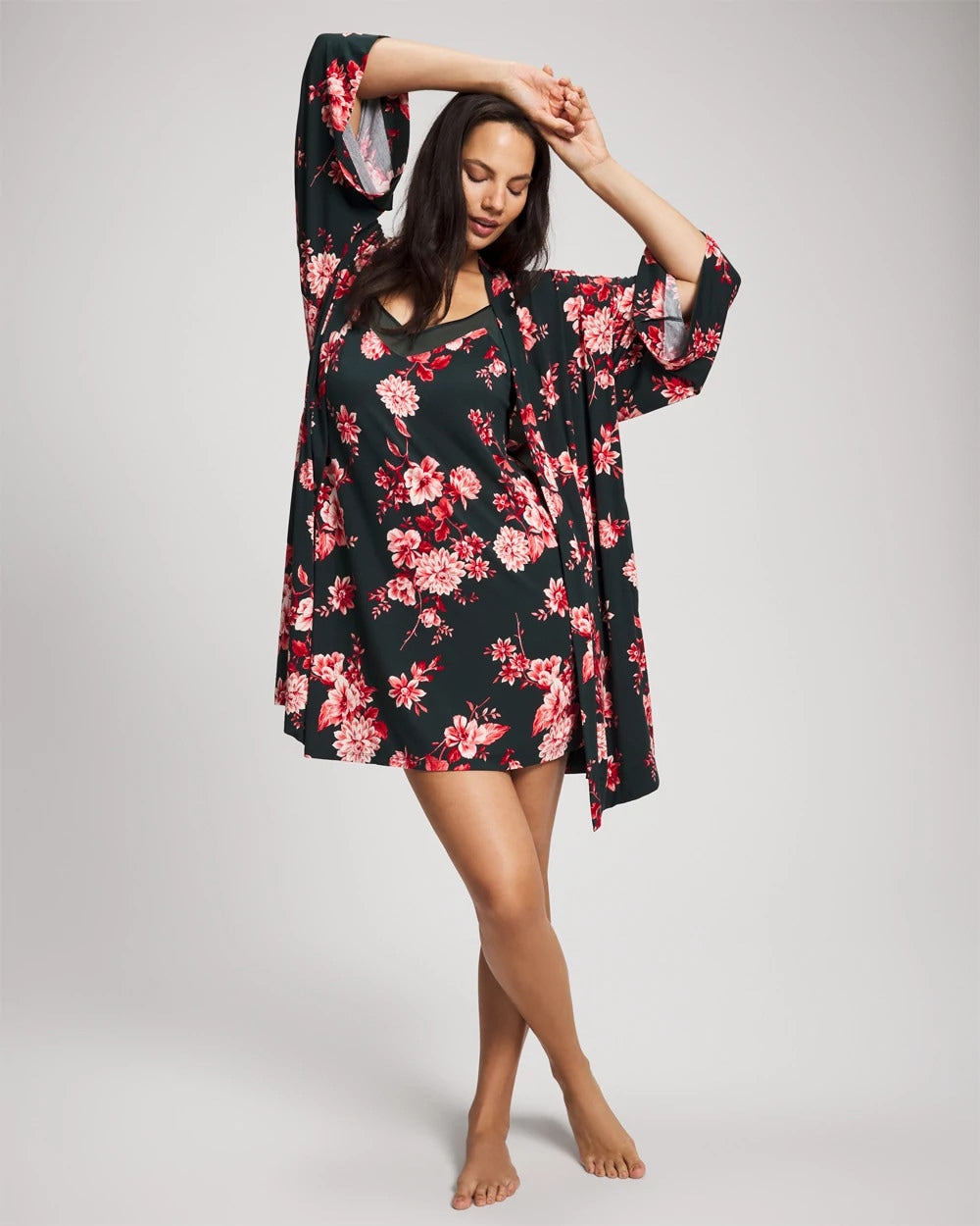 COTTAGE FLORAL GREEN - Short Robe | Soma